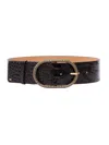Elisabetta Franchi Crocodile Texture Calf Leather Belt With Buckle In Black