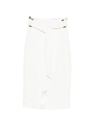 Elisabetta Franchi Belt-detail Midi Skirt In White