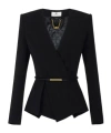 Elisabetta Franchi Belt Lightweight Crêpe Jacket In Black