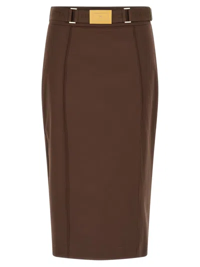 Elisabetta Franchi Belt Skirt Skirts Brown