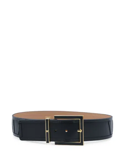 Elisabetta Franchi Belt With Enamelled Buckle In Black