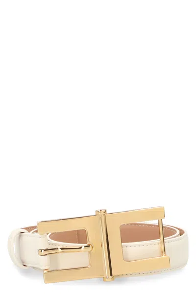 Elisabetta Franchi Belt With Logo Buckle In White