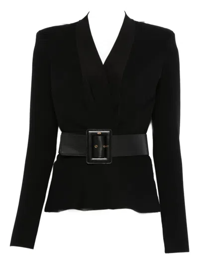 Elisabetta Franchi Belted Blazer In Black