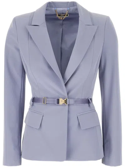 Elisabetta Franchi Belted Blazer In Purple