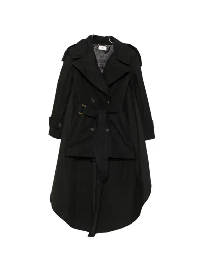Elisabetta Franchi Belted Cape-panel Coat In Black