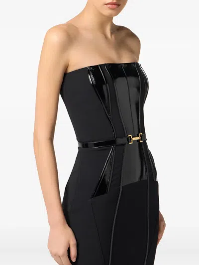 Elisabetta Franchi Belted Corset Dress In Black