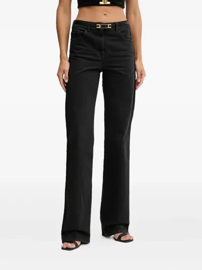 Elisabetta Franchi Belted Cotton Jeans In Black