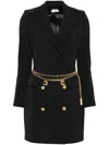 Elisabetta Franchi Belted Crepe Coat Dress In 黑色