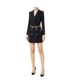 Elisabetta Franchi Belted Crepe Coat Dress In Black