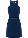Elisabetta Franchi Belted Crepe Mini Dress In Blau