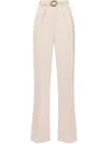 Elisabetta Franchi Belted Crepe Trousers In Neutrals