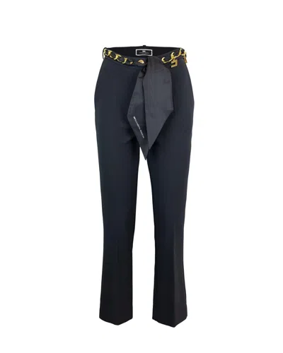 Elisabetta Franchi Belted Cropped Trousers In Black