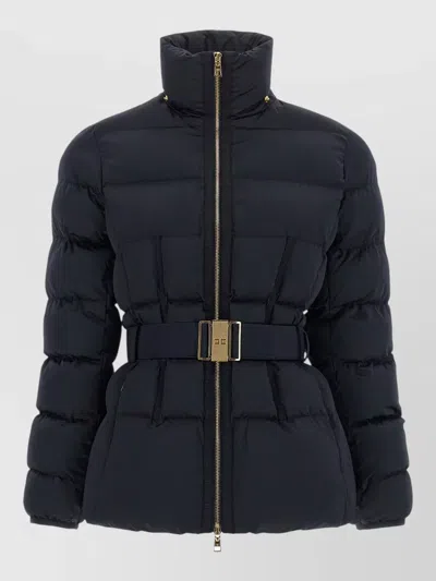 Elisabetta Franchi Belted Down Coat In Blue