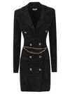 Elisabetta Franchi Double-breasted Dress Featuring Chain Belt In Black