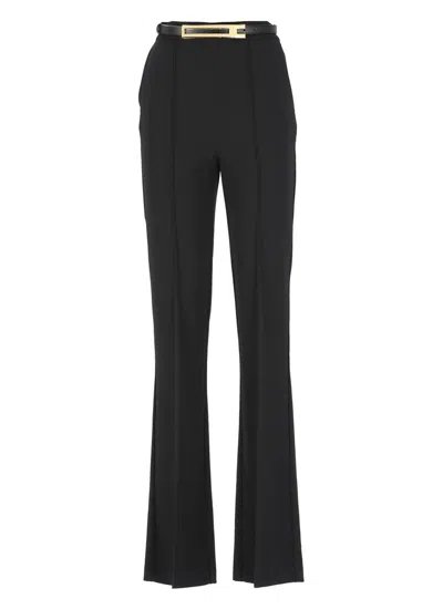 Elisabetta Franchi Belted Flared Trousers In Black