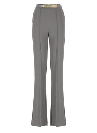 Elisabetta Franchi Belted Flared Trousers In Grey