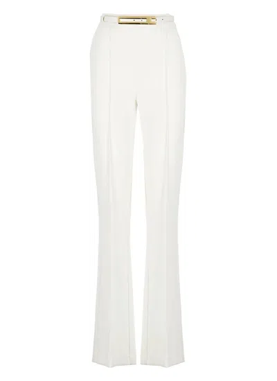 Elisabetta Franchi Belted Flared Trousers In White