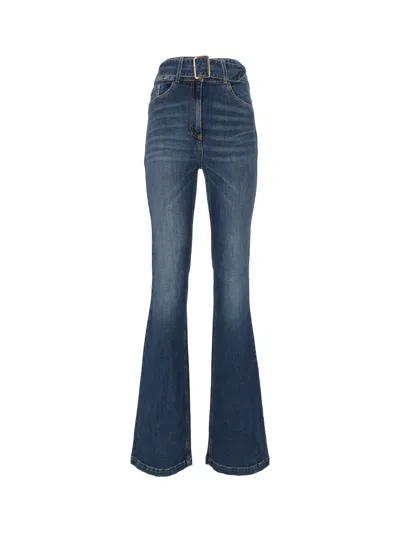 Elisabetta Franchi Belted Jeans In Blue