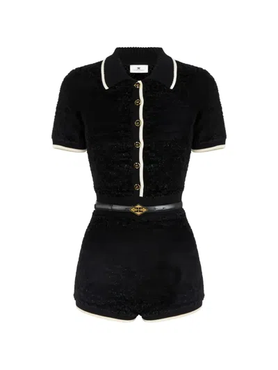 Elisabetta Franchi Belted Jumpsuit In Black