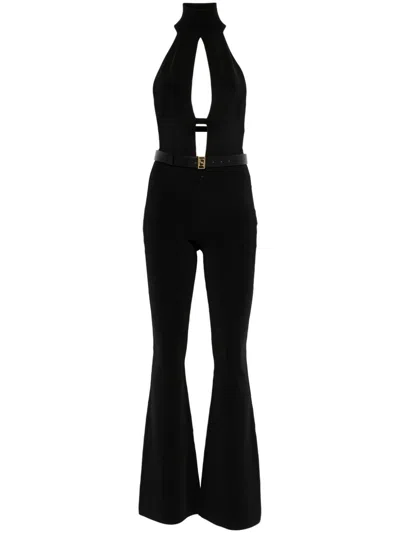 Elisabetta Franchi Belted Jumpsuit In Black