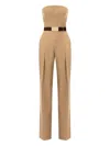 Elisabetta Franchi Belted Jumpsuit In Brown