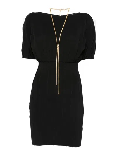 Elisabetta Franchi Belted Knit Mini Dress In Black