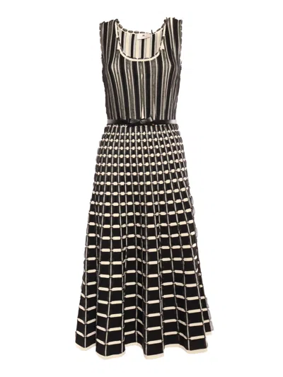 ELISABETTA FRANCHI BELTED KNITTED DRESS