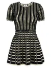 Elisabetta Franchi Viscose Dress With Micro-ruffles In White/black