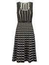Elisabetta Franchi Micro-ruffles Detailed Midi Dress In White/black