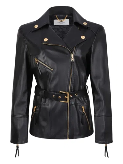 ELISABETTA FRANCHI BELTED LEATHER JACKET