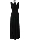 Elisabetta Franchi Belted Lurex Gown In Schwarz