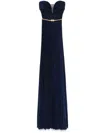 Elisabetta Franchi Belted Lurex Maxi Dress In Blue