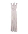 Elisabetta Franchi Belted Lurex Maxi Dress In Gray