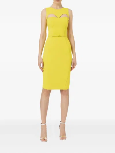 Elisabetta Franchi Belted Midi Dress In Yellow