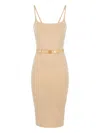 Elisabetta Franchi Belted Midi Dress In Neutral