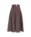 Elisabetta Franchi Belted Midi Skirt In Brown
