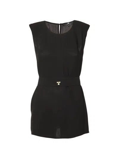 Pre-owned Elisabetta Franchi Belted Open-back Top In Black