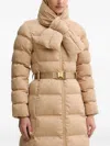 Elisabetta Franchi Belted Padded Coat In Neutral