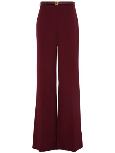 Elisabetta Franchi Belted Palazzo Pants In Cg3 Rouge Noir