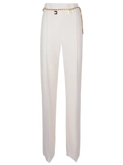Elisabetta Franchi Strap-up Casual Pants In White