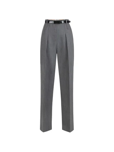 Elisabetta Franchi Belted Pleated Trousers In Gray