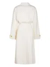 Elisabetta Franchi Long White Milk Wool Coat With Belt In White