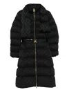 Elisabetta Franchi Quilted Coat With Belt And High Collar In Black