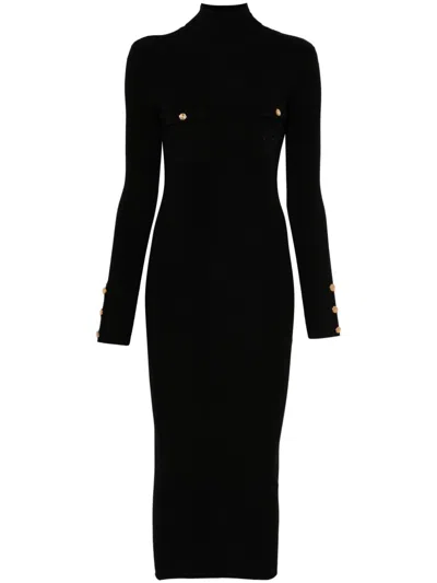 ELISABETTA FRANCHI BELTED RIBBED MIDI DRESS