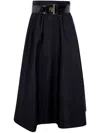Elisabetta Franchi Belted Round Midi Skirt In Blue