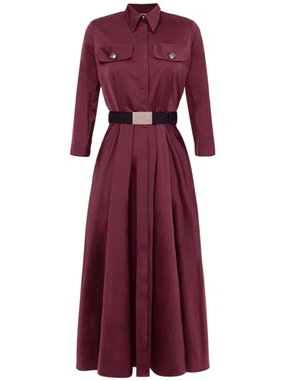 Elisabetta Franchi Belted Shirt Dress In Rot