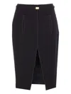 Elisabetta Franchi Belted Skirt With Front Split And Pockets In Black