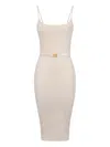 Elisabetta Franchi Belted Sleeveless Dress In Neutral