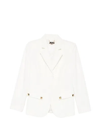 Elisabetta Franchi Belted Stud-embellished Jacket In White