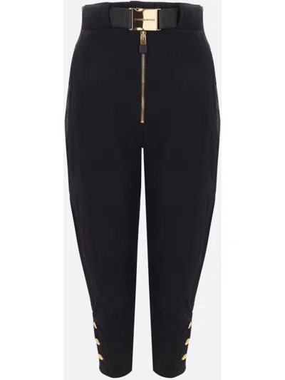 Elisabetta Franchi Tailored Pants With Unique Belt Detail In Black